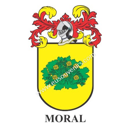 Heraldic keychain - MORAL - Personalized with surname, family crest and brief description of the genealogical origin.