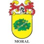 Llavero heráldico - MORAL - Personalizado con apellido, escudo de la familia y breve descripción del origen genealógico.