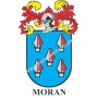 Llavero heráldico - MORAN - Personalizado con apellido, escudo de la familia y breve descripción del origen genealógico.