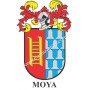 Llavero heráldico - MOYA - Personalizado con apellido, escudo de la familia y breve descripción del origen genealógico.