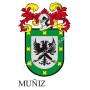 Llavero heráldico - MUÑIZ - Personalizado con apellido, escudo de la familia y breve descripción del origen genealógico.