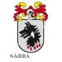 Heraldic keychain - NAJERA - Personalized with surname, family crest and brief description of the genealogical origin.
