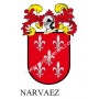 Llavero heráldico - NARVAEZ - Personalizado con apellido, escudo de la familia y breve descripción del origen genealógico.