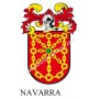 Llavero heráldico - NAVARRA - Personalizado con apellido, escudo de la familia y breve descripción del origen genealógico.
