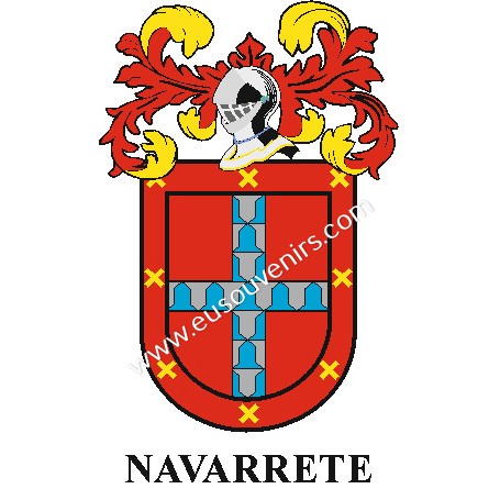 Porte-clés héraldique - NAVARRETE - Personnalisé avec le nom, l'écusson de la famille et une brève description de l'origine géné