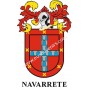 Heraldic keychain - NAVARRETE - Personalized with surname, family crest and brief description of the genealogical origin.