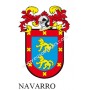Heraldic keychain - NAVARRO - Personalized with surname, family crest and brief description of the genealogical origin.