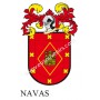 Porte-clés héraldique - NAVAS - Personnalisé avec le nom, l'écusson de la famille et une brève description de l'origine généalog