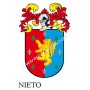 Llavero heráldico - NIETO - Personalizado con apellido, escudo de la familia y breve descripción del origen genealógico.
