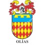 Llavero heráldico - OLIAS - Personalizado con apellido, escudo de la familia y breve descripción del origen genealógico.
