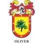 Llavero heráldico - OLIVER - Personalizado con apellido, escudo de la familia y breve descripción del origen genealógico.