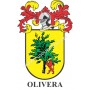 Heraldic keychain - OLIVERA - Personalized with surname, family crest and brief description of the genealogical origin.