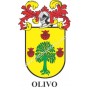 Porte-clés héraldique - OLIVO - Personnalisé avec le nom, l'écusson de la famille et une brève description de l'origine généalog