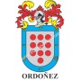 Heraldic keychain - ORDOÑEZ - Personalized with surname, family crest and brief description of the genealogical origin.
