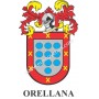 Llavero heráldico - ORELLANA - Personalizado con apellido, escudo de la familia y breve descripción del origen genealógico.