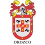 Porte-clés héraldique - OROZCO - Personnalisé avec le nom, l'écusson de la famille et une brève description de l'origine généalo