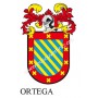 Llavero heráldico - ORTEGA - Personalizado con apellido, escudo de la familia y breve descripción del origen genealógico.