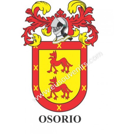Porte-clés héraldique - OSORIO - Personnalisé avec le nom, l'écusson de la famille et une brève description de l'origine généalo