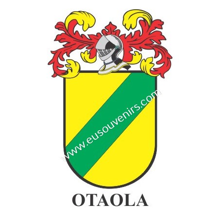 Porte-clés héraldique - OTAOLA - Personnalisé avec le nom, l'écusson de la famille et une brève description de l'origine généalo