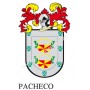 Llavero heráldico - PACHECO - Personalizado con apellido, escudo de la familia y breve descripción del origen genealógico.