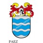 Llavero heráldico - PAEZ - Personalizado con apellido, escudo de la familia y breve descripción del origen genealógico.