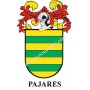 Heraldic keychain - PAJARES - Personalized with surname, family crest and brief description of the genealogical origin.
