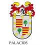 Llavero heráldico - PALACIOS - Personalizado con apellido, escudo de la familia y breve descripción del origen genealógico.