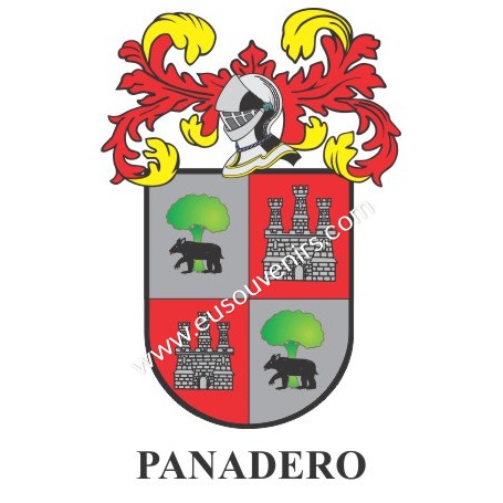 Porte-clés héraldique - PANADERO - Personnalisé avec le nom, l'écusson de la famille et une brève description de l'origine généa