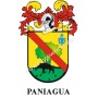 Heraldic keychain - PANIAGUA - Personalized with surname, family crest and brief description of the genealogical origin.
