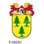 Llavero heráldico - PARDO - Personalizado con apellido, escudo de la familia y breve descripción del origen genealógico.