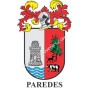 Llavero heráldico - PAREDES - Personalizado con apellido, escudo de la familia y breve descripción del origen genealógico.