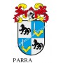Llavero heráldico - PARRA - Personalizado con apellido, escudo de la familia y breve descripción del origen genealógico.
