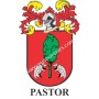 Heraldic keychain - PASTOR - Personalized with surname, family crest and brief description of the genealogical origin.