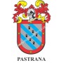 Heraldic keychain - PASTRANA - Personalized with surname, family crest and brief description of the genealogical origin.