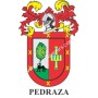 Llavero heráldico - PEDRAZA - Personalizado con apellido, escudo de la familia y breve descripción del origen genealógico.