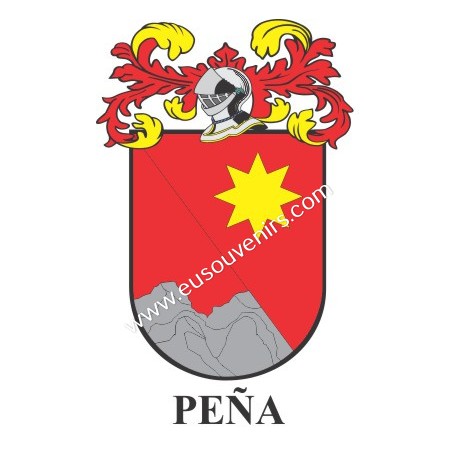 Porte-clés héraldique - PEÑA - Personnalisé avec le nom, l'écusson de la famille et une brève description de l'origine généalogi