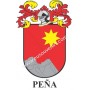 Heraldic keychain - PEÑA - Personalized with surname, family crest and brief description of the genealogical origin.