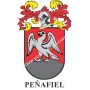 Heraldic keychain - PEÑAFIEL - Personalized with surname, family crest and brief description of the genealogical origin.