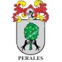 Heraldic keychain - PERALES - Personalized with surname, family crest and brief description of the genealogical origin.