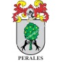 Llavero heráldico - PERALES - Personalizado con apellido, escudo de la familia y breve descripción del origen genealógico.