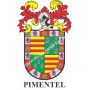 Llavero heráldico - PIMENTEL - Personalizado con apellido, escudo de la familia y breve descripción del origen genealógico.