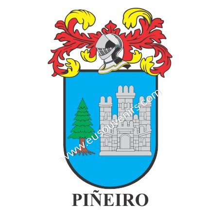 Llavero heráldico - PIÑEIRO - Personalizado con apellido, escudo de la familia y breve descripción del origen genealógico.