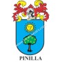 Heraldic keychain - PINILLA - Personalized with surname, family crest and brief description of the genealogical origin.