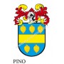 Llavero heráldico - PINO - Personalizado con apellido, escudo de la familia y breve descripción del origen genealógico.