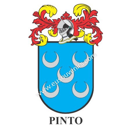 Porte-clés héraldique - PINTO - Personnalisé avec le nom, l'écusson de la famille et une brève description de l'origine généalog