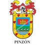 Heraldic keychain - PINZON - Personalized with surname, family crest and brief description of the genealogical origin.