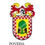 Porte-clés héraldique - POVEDA - Personnalisé avec le nom, l'écusson de la famille et une brève description de l'origine généalo