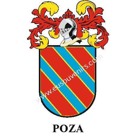 Heraldic keychain - POZA - Personalized with surname, family crest and brief description of the genealogical origin.