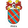 Llavero heráldico - POZA - Personalizado con apellido, escudo de la familia y breve descripción del origen genealógico.