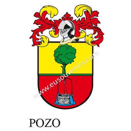 Porte-clés héraldique - POZO - Personnalisé avec le nom, l'écusson de la famille et une brève description de l'origine généalogi